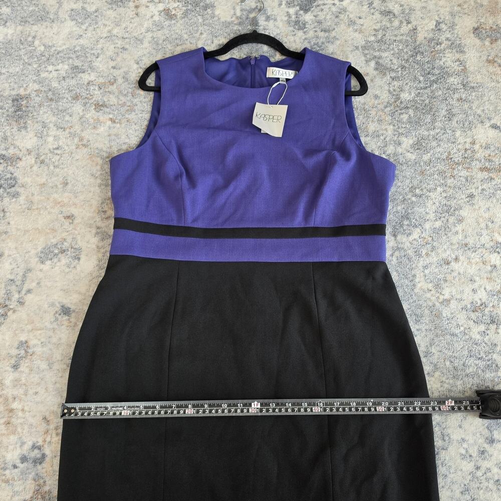 Kasper Dress Womens 14 Purple Black Colorblock Sheath Sleeveless Work Office - Picture 7 of 11